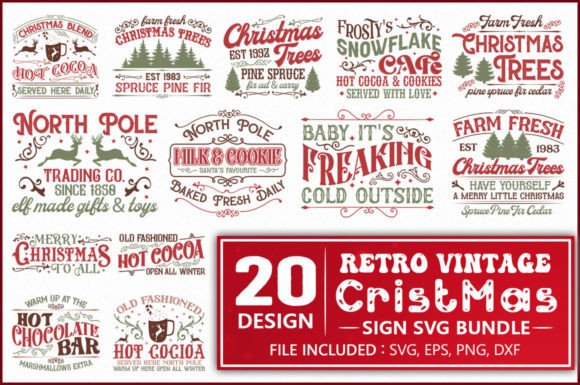 Download Retro Vintage Christmas Sign SVG Bundle - Premium Bundle