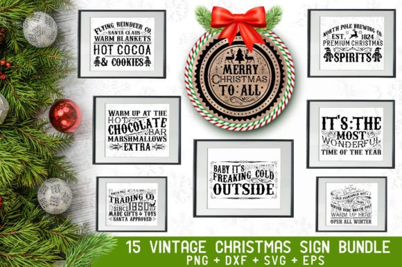 Download Vintage Christmas Sign Bundle - Christmas sign bundle Collection