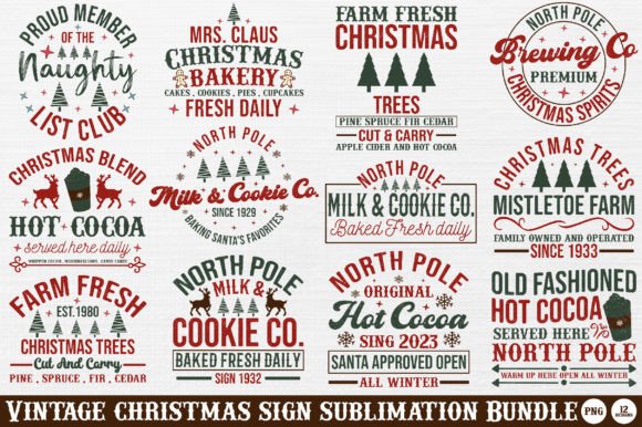 Download Vintage Christmas Sign Bundle _ Png - Premium Resources