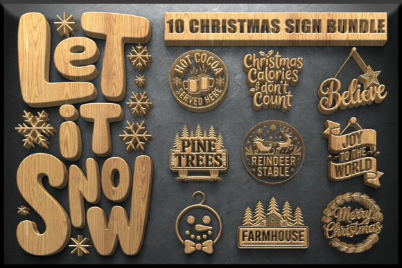 Download Festive Christmas Sign SVG Bundle - Christmas sign Collection