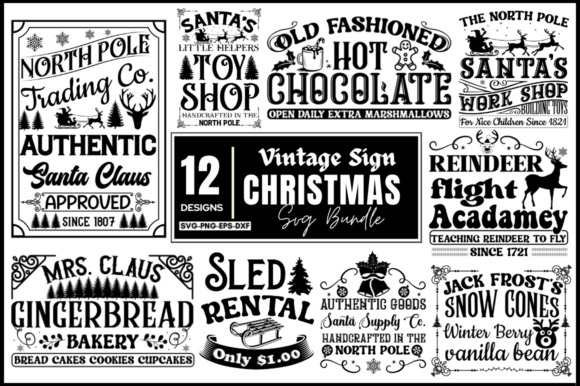 Download Vintage Christmas Sign SVG Bundle - Christmas sign Collection